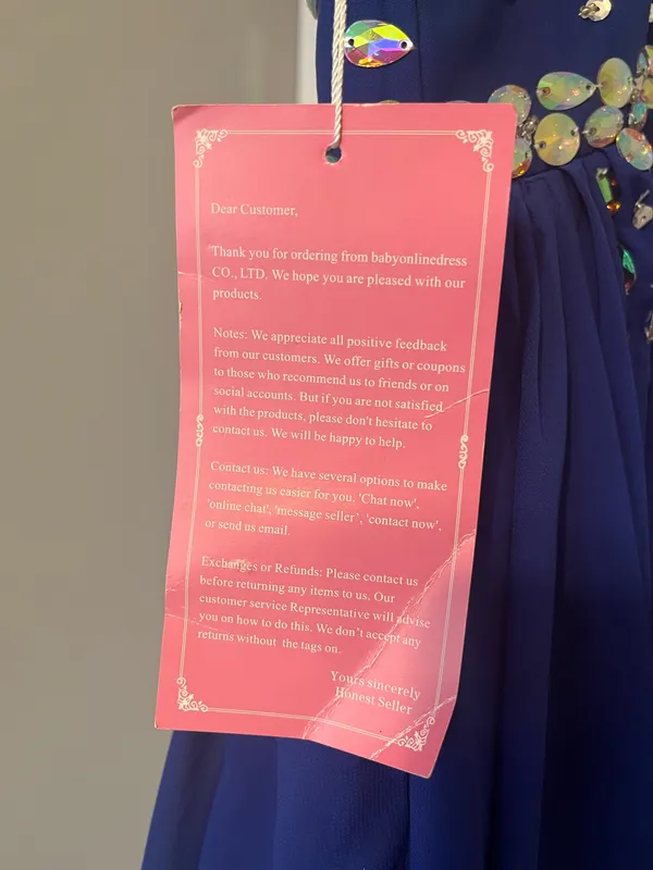 Blue Sequin Prom Dress - Image 3