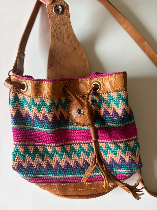 Western Boho Pattern Aztec Handmade Leather Shoulder Satchel Crossbody Bag Purse - Image 6