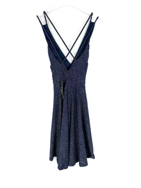NWT Lulus You Glow Girl Silver and Navy Blue Backless Skater Dress Size XS NEW - Image 9