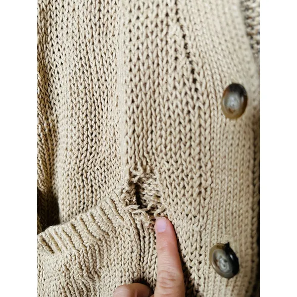 POLO RALPH LAUREN Brown Linen Knit Button Front Cardigan Sweater Size Large - Image 8