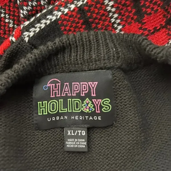 Happy Holidays Urban Heritage Women's‎ XL Ugly Christmas Sweater Plaid Reindeer - Image 5
