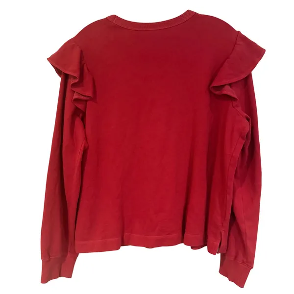 Old Navy Ruffle Sleeve Sweatshirt‎ Women's Large Red Preppy Classic Feminine NWT - Image 5
