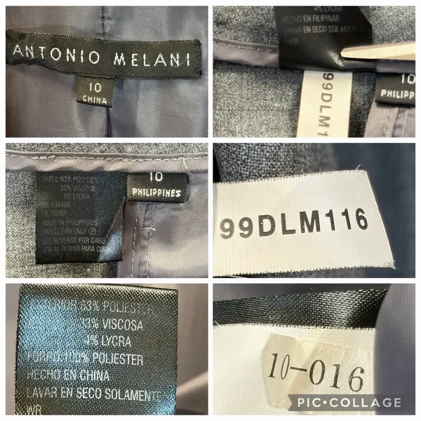Antonio Melani Womens Pant Suit 2 Piece Gray 3 Button Raw Hem Trouser Topstitch - Image 6