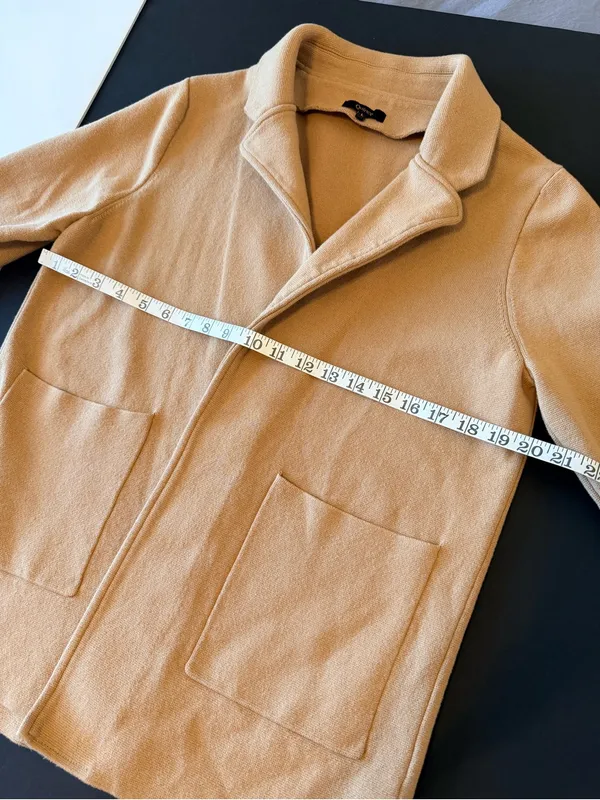 Quince Organic Cotton Blazer Open Front, Pockets , tan, neutral minimalist sz L - Image 6