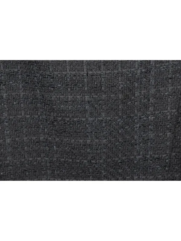 Nine West Black Tweed Boucle Mini Skirt XL Gold Button Zip Career Chic - Image 4