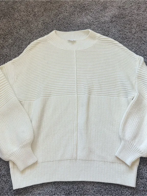 Le Lis Cream Chunky Knit Crewneck Sweater - Image 2
