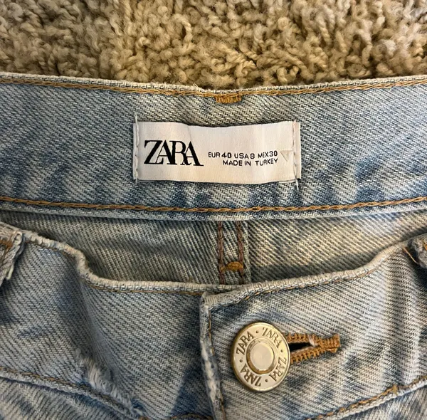 ZARA Light Wash Wide Leg High Waisted Ripped Jeans - Image 8