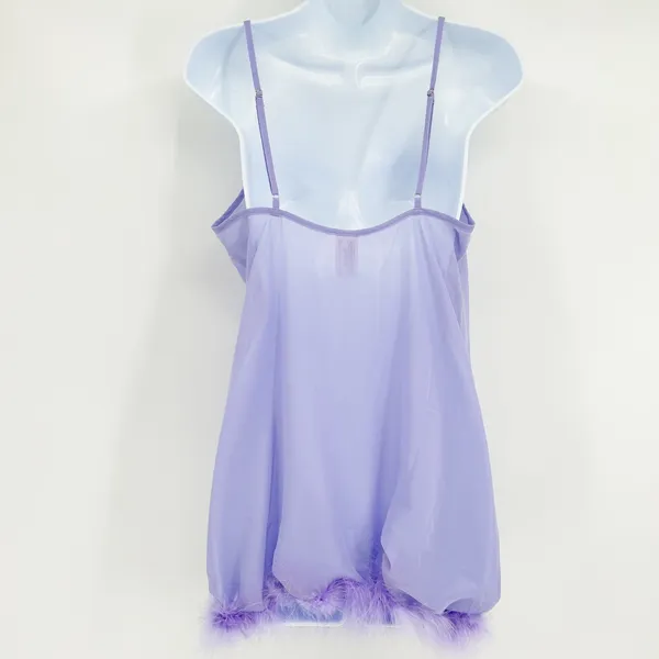 Bettie Page Playful Promises Womens‎ Lilac Feather Trim Lingerie Slip Dress US 6 - Image 9