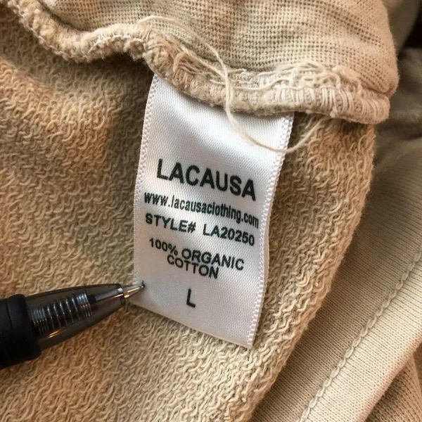 Lacausa Zephyr Shorts Sweatshort Lightweight Terry Organic Cotton Beige L - Image 6