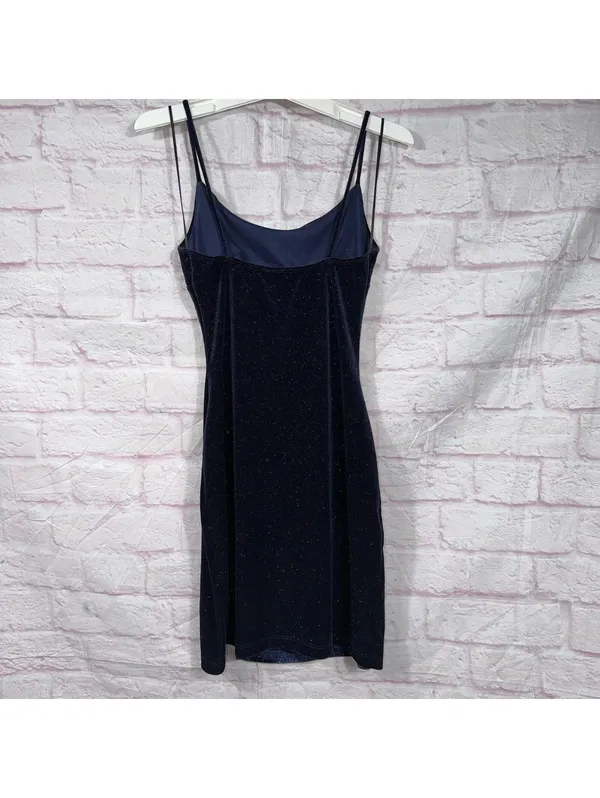 Windsor Velvet Glitter Bodycon Mini Dress Women’s XS Navy Blue Side Slit Party - Image 7