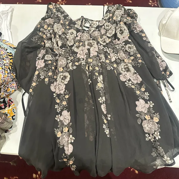 Free People Penny Lover Mini Dress in Raven Combo Women's Size Large boho flowy - Image 3