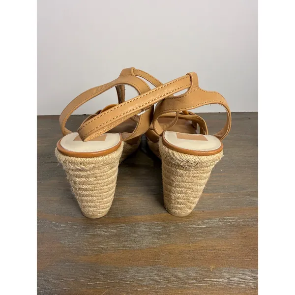 Dolce Vita Maze Espadrille Wedge Sandals Tan‎ Luggage Leather Size 9 Boho - Image 9
