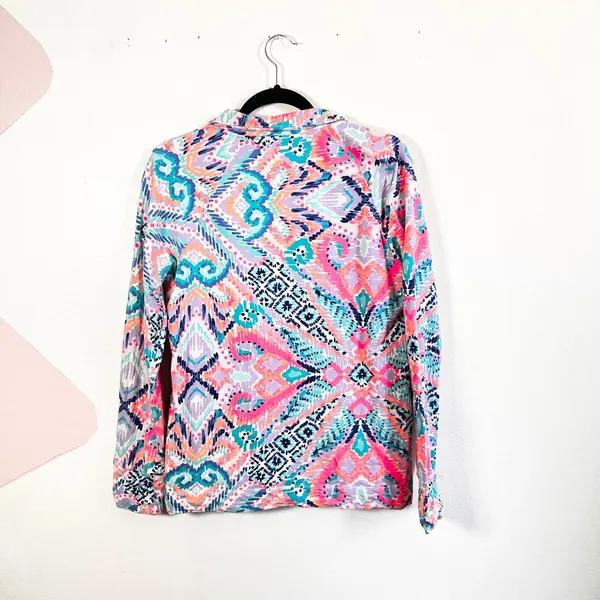 Lilly‎ Pulitzer Skipper Popover Quarter Zip Sweatshirt Multi Color Print Medium - Image 2