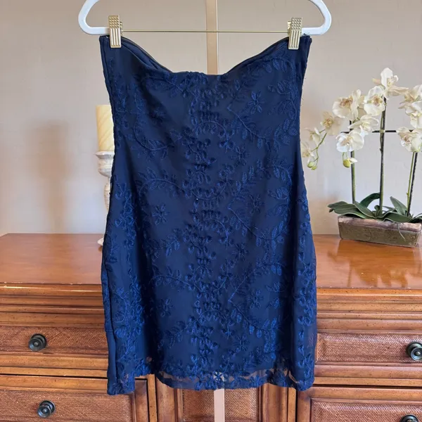 Altar'd State Jaynie Strapless Mini Dress Navy Blue NWT Size M - Image 8