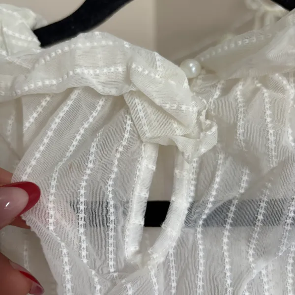 Babydoll Mesh Long Sleeve Top - Image 7
