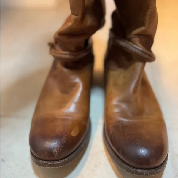 Frye Melissa Seam Riding Boot Cognac Leather Size‎ 7.5 - Image 4