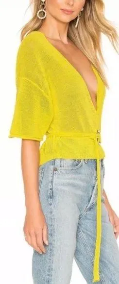 Free People Oh Hello Yellow Cardigan Sweater - Image 2