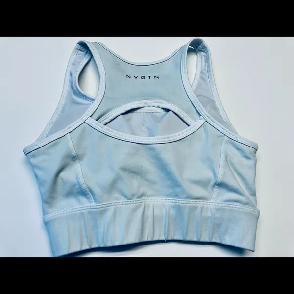 NVGTN Sports Bra‎ Women XS Light Blue Keyhole Racerback Activewear - Image 6