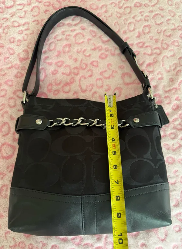 Coach Black Hobo Shoulder Bag With Chain Detail Women's - Image 7
