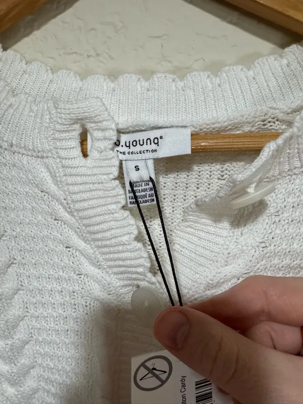 b.young Short Sleeve Cable Knit Cardigan NWT- Size Small - Image 4