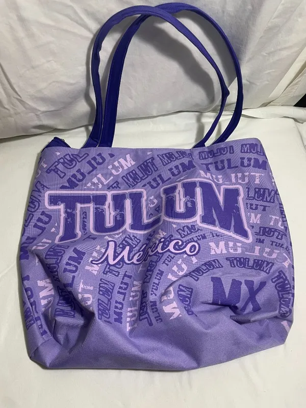 Tulum Mexico Purple Zipper Tote Bag Travel Beach Shopping Souvenir Polyester - Image 4