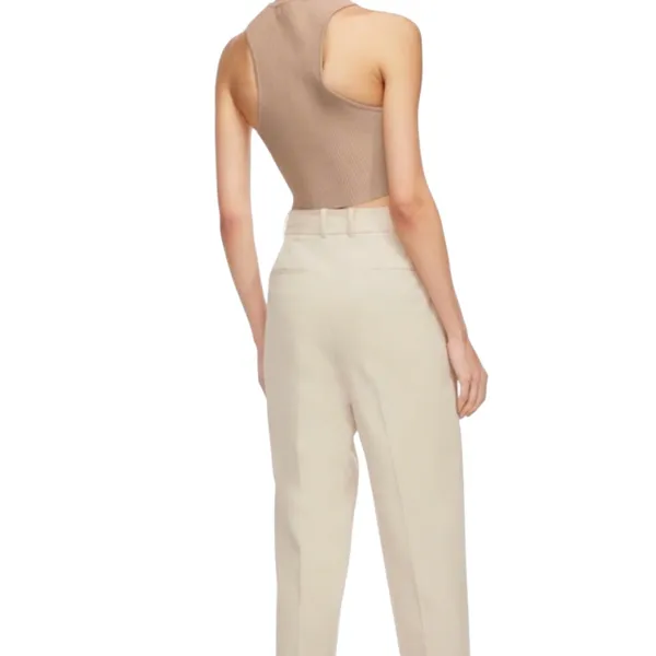 Aritzia Babaton Tan Cropped Sculpt Knit Racer Ribbed Sleeveless Tank XS - Image 3