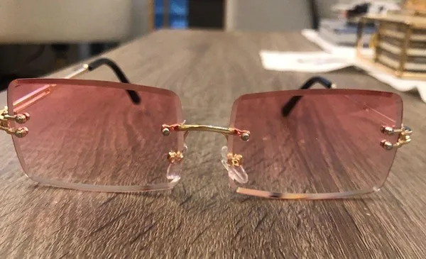 Amazon ADE WU Rimless Rectangle Pink Sunglasses - Image 2