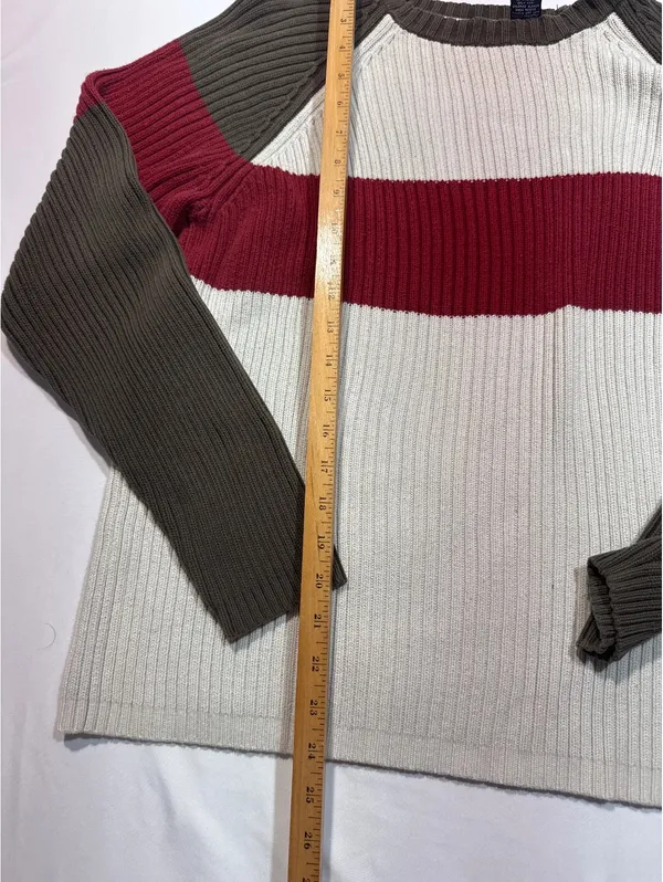 Structure Large Colorblock Ribbed Cotton Sweater vintage - Image 4