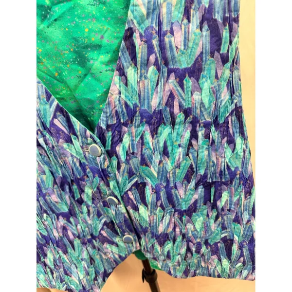 VIntage Handmade Whimsical Celestial Print Vest Blue Purple Star Embroidered - Image 2