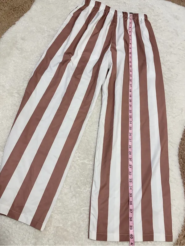 Shein medium Brown & White Vertical Stripe 2-Piece Resort Set - Image 9