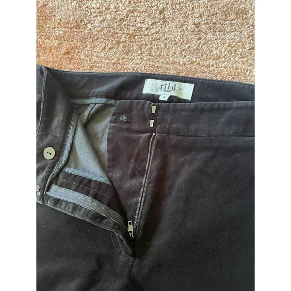 Tibi Pants Womens Size 4 Black Velvet Stretch Skinny Mid Rise Holiday - Image 3