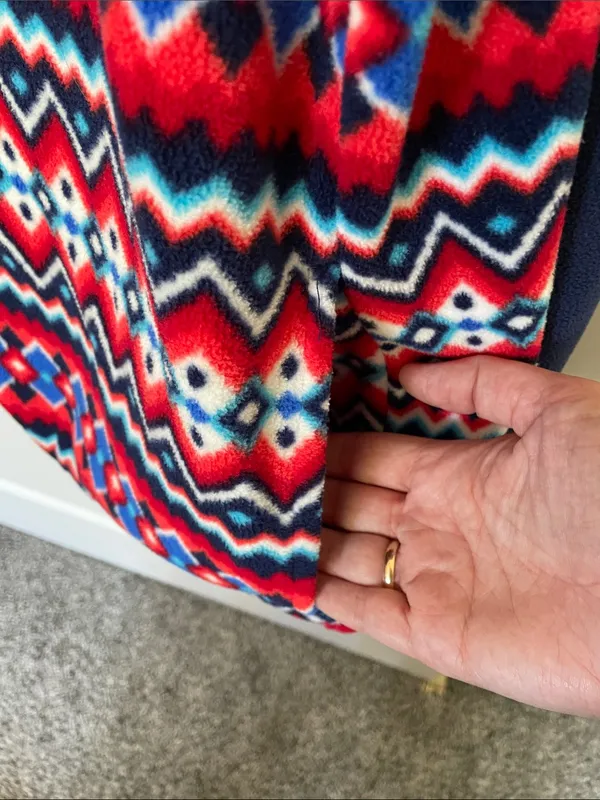 Lands End Snapneck Heritage Fleece Pullover Large Fair Isle Geometric - Image 5