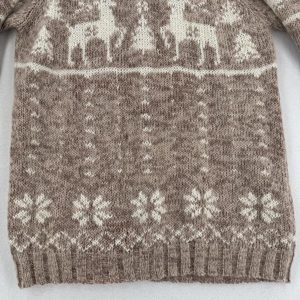 Venezia Jeans Sweater Women 14/16 Brown Reindeer Fair Isle Nordic Oversized - Image 6