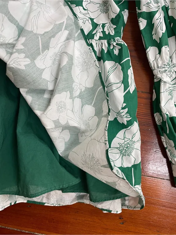 Tuckernuck Hyacinth House Green Floral Clemons Cotton Peplum Top Sz M 💛🎀 - Image 13