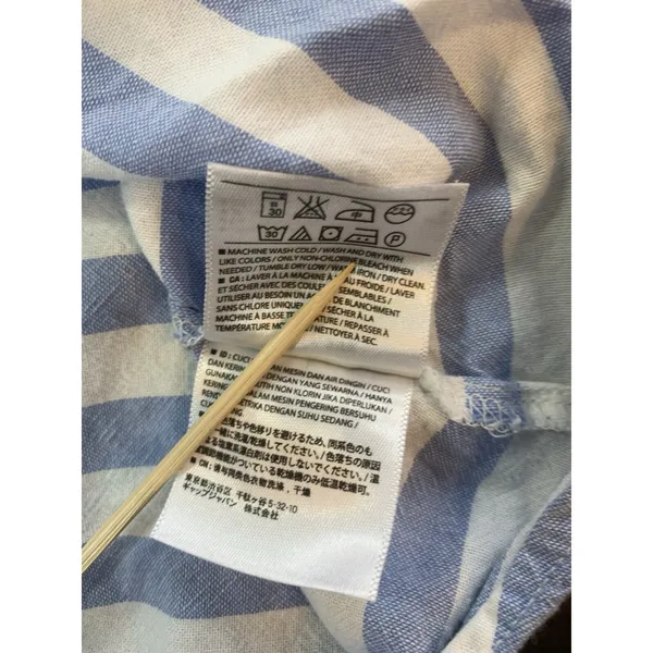 Old Navy Top Womens Medium Blue Striped Oxford‎ Popover Tunic Coastal Preppy - Image 7