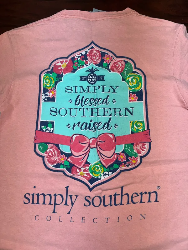 Simply Southern Peach Colored Short Sleeve Graphic Tee Size Small - Image 6