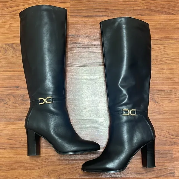 Express leather buckle heeled tall boots size 9 - Image 5