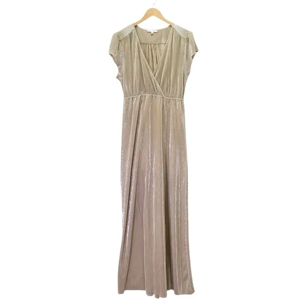 Baltic Born Athena Pleated Maxi Dress Sz XS Champagne Gold Maternity Bridesmaid - Image 2