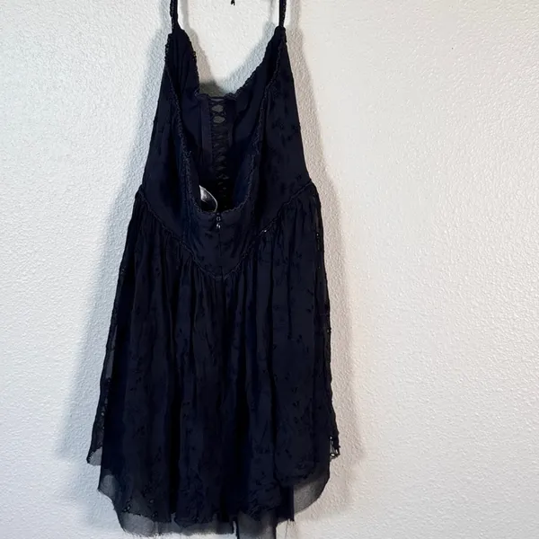 Zimmermann Black Silk Eyelet Mini Dress Womens 0 Whimsygoth Witchy Goth Damaged - Image 7
