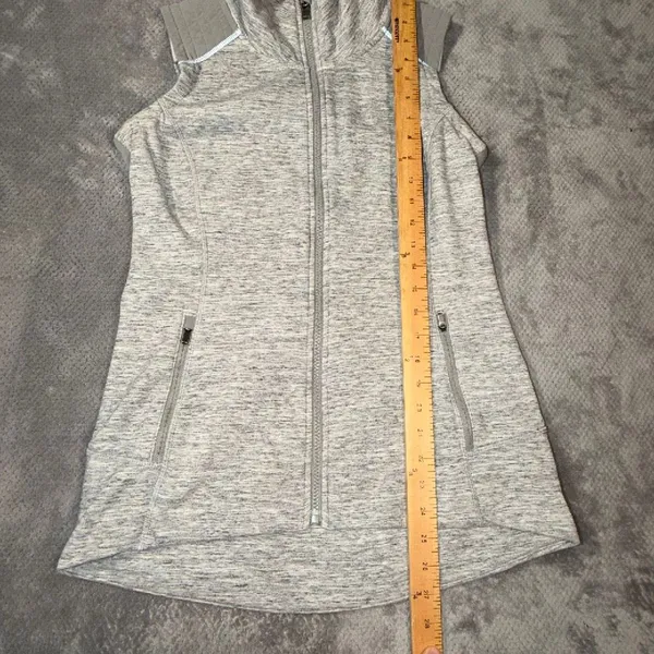 Athleta Stronger Spacedye Heathered Light Gray Sleeveless Full Zip Vest Small - Image 7