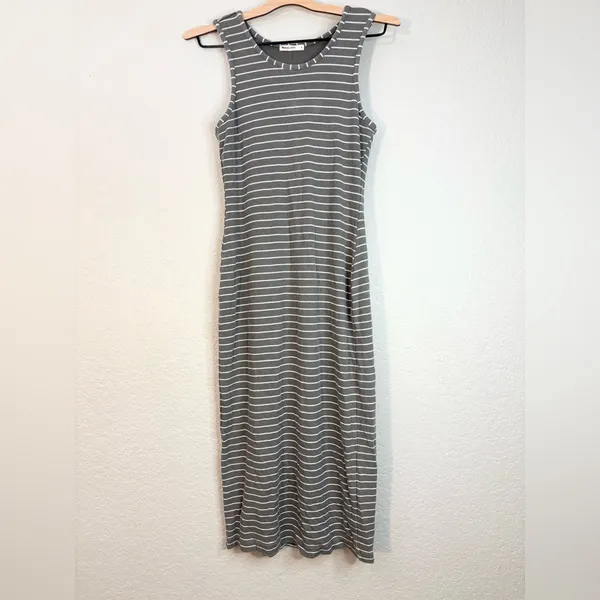 Marine Layer Lexi Rib Daytime Midi Dress Olive Stripe Size S - Image 6