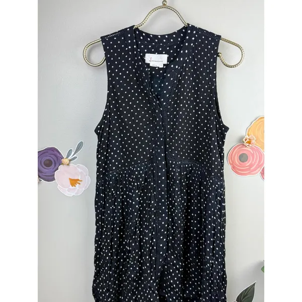 Anthropologie Black Polka Dot Sleeveless Tiered Tunic Top - Size - Small - Image 5