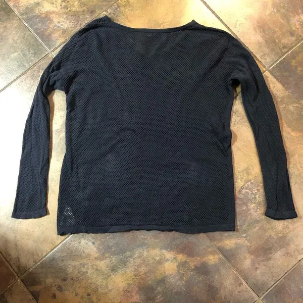 Gap Women’s Classic Mesh Navy Long Sleeve V-neck Pullover Size Large - Image 11