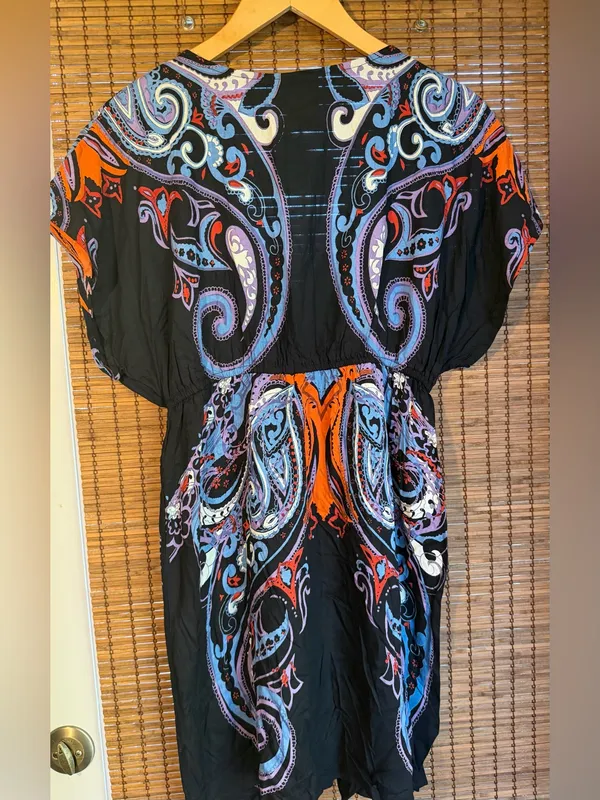 ANGIE Black Paisley Studded V Neck Boho Mini Dress Small NWT - Image 7