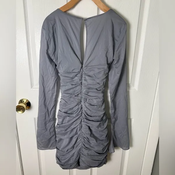 House of CB Camille Dove Grey Real Silk Mini Dress M - Image 4