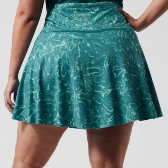 Athleta Ace Printed Ripple Marble Borealis Green Patterned Tennis Athletic Skort - Image 3
