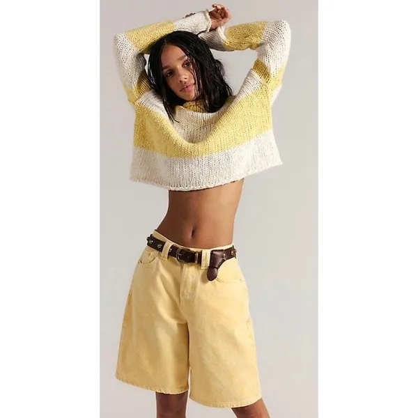 Free People We The Free Montana Bermuda Shorts Butter Yellow Size 27 - Image 8