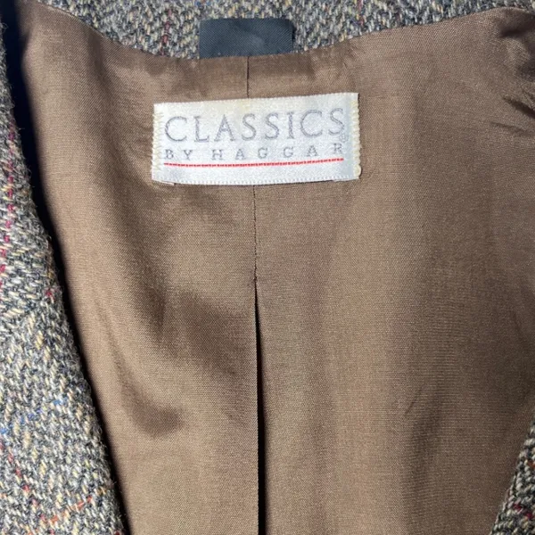 Vintage Academia Tweed Blazer Brown Herringbone‎ Haggar Women 14 - Image 6