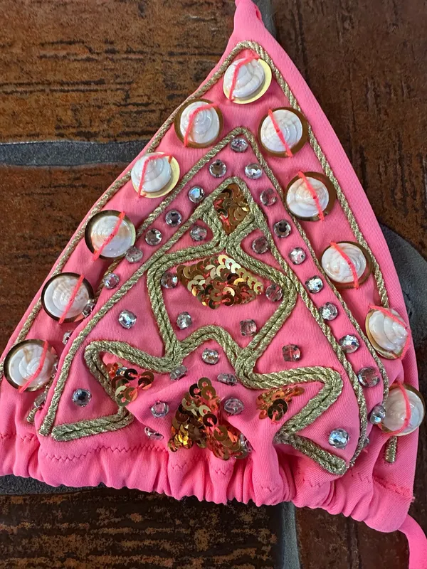 Boutique Beaded Pink Bikini Top - Image 2