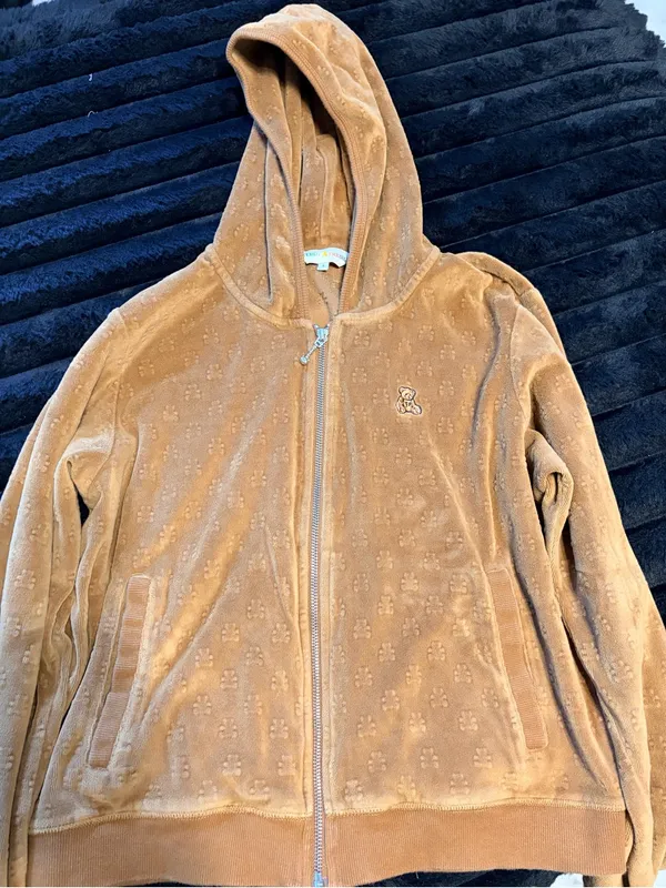 Teddy Fresh Light Brown Velour Zip-Up Hoodie - Image 2